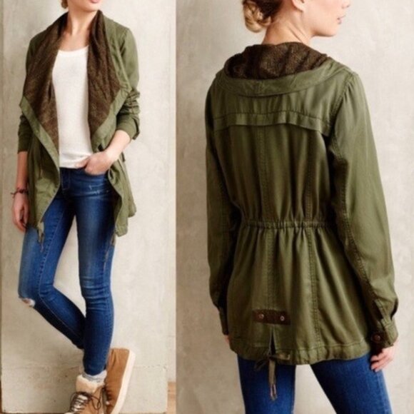 Anthropologie Hei Hei Layered Etta Anorak Lace Lined Utility Jacket - Picture 1 of 1